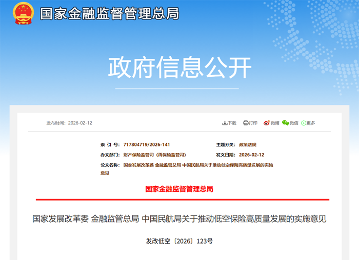 国家发展改革委 金融监管总局 中国民航局关于推动低空保险高质量发展的实施意见